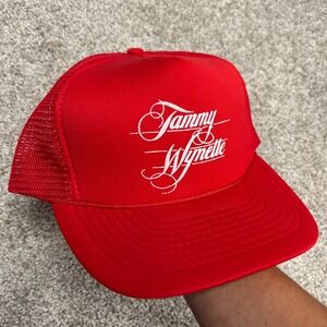 Vintage Tammy Wynette‎ Tour Trucker Hat Red Mesh Back Rope Players Snapback